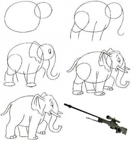 Как нарисовать слона: легкое поэтапное рисование карандашом для детей или начинающих и примеры красиво нарисованных картин