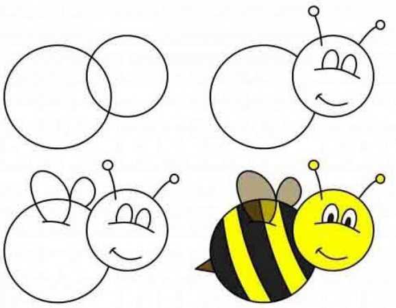 Как нарисовать пчелу поэтапно разными способами — для детей