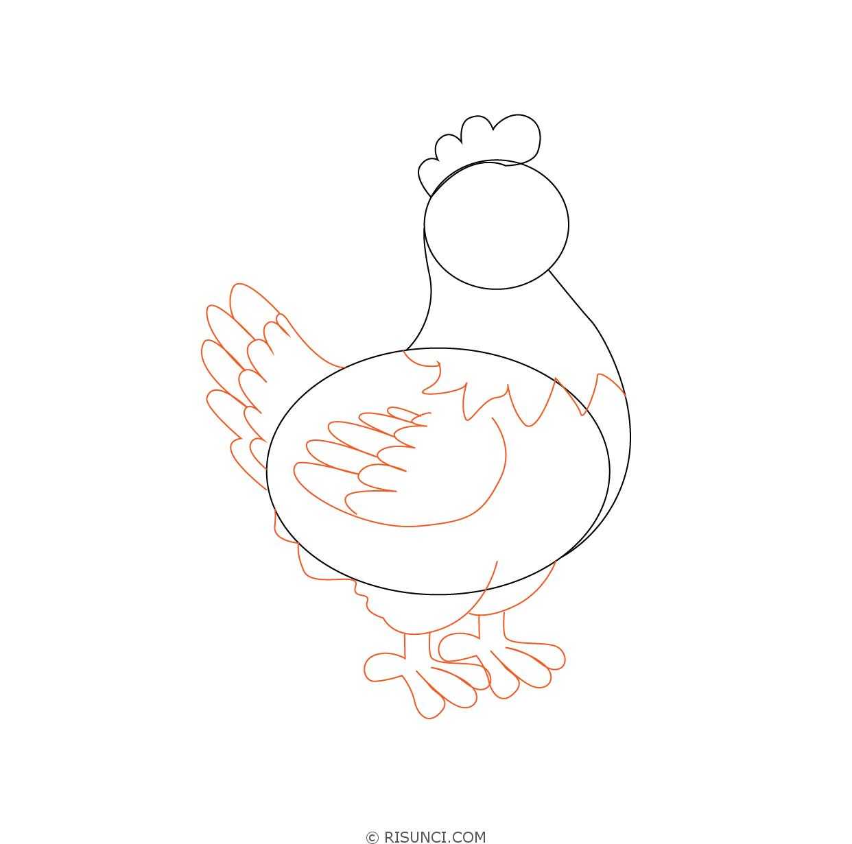 Курица рисунок для детей: картина карандашом и красками