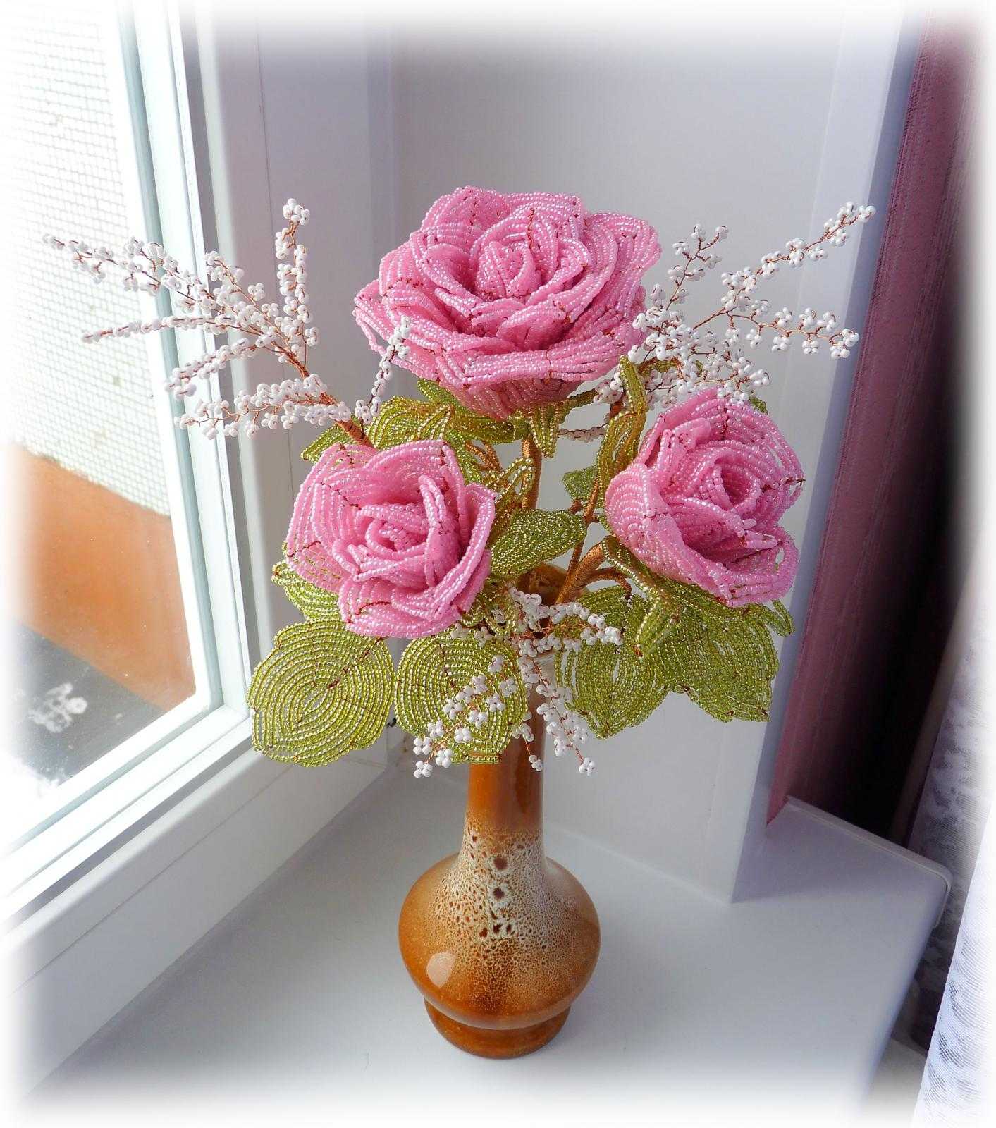 Роза из бисера: пошаговое описание как сплести по схеме красивый цветок (85 фото)